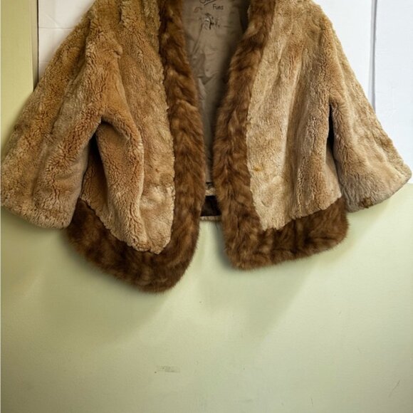 Creeds Vintage 70s Sheared Beaver Mink Cur Jacket Crop Short Soft Cape Wrap Coat - Picture 4 of 16